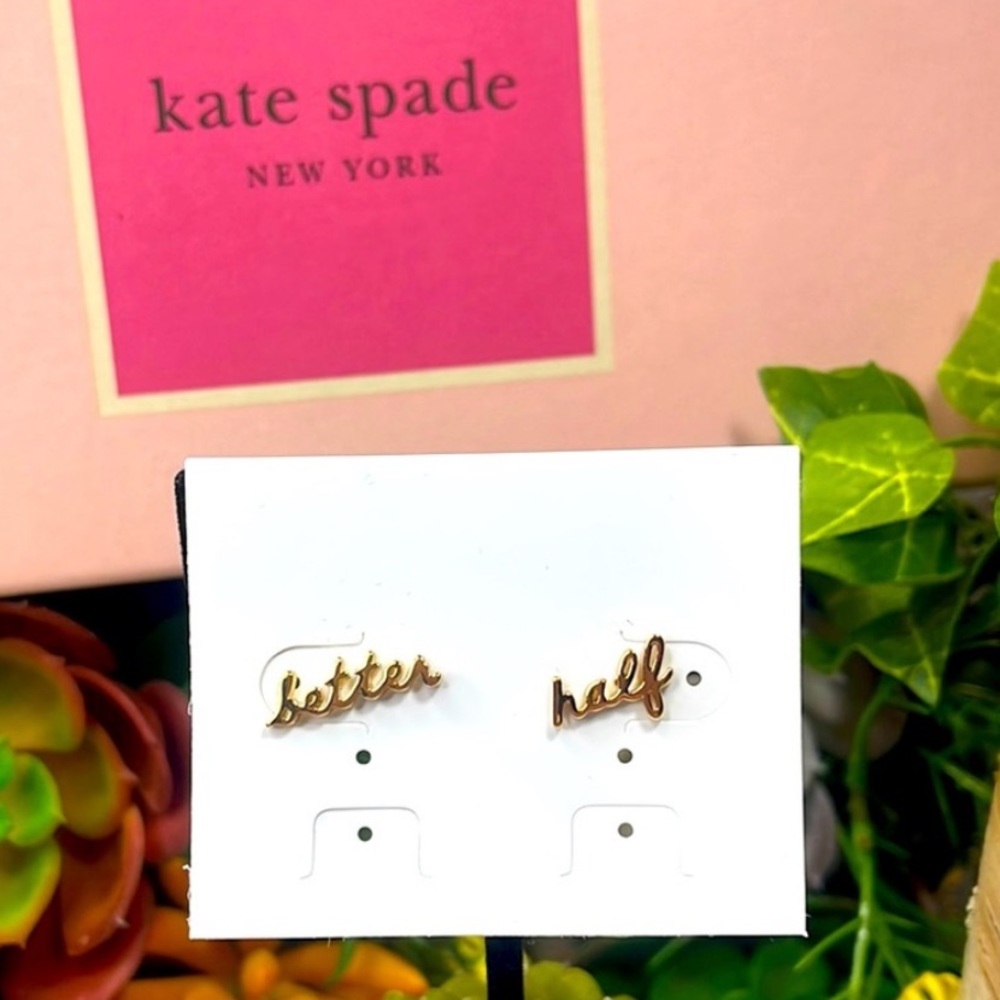 Kate Spade Earrings studs Better Half gold script